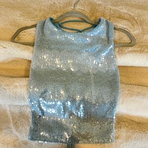 Tiger Mist Sparkling Blue Sequin Top